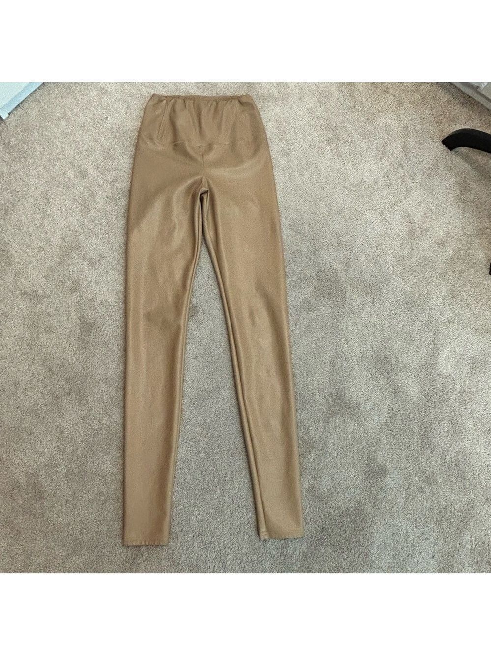 Aritzia Wilfred free camel Brown Daria legging faux leather pleather vegan Sz S